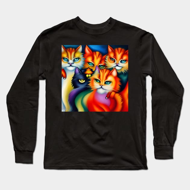 Colorful cats Long Sleeve T-Shirt by FineArtworld7